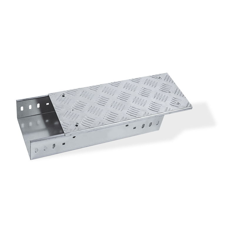 Non-Slip Trough Cable Tray with Chequered Plate Cover